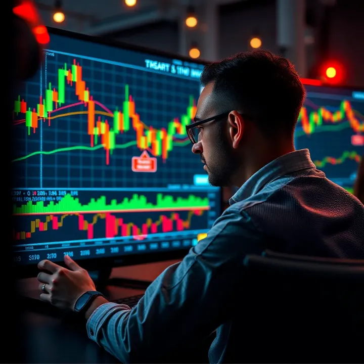 Trader analyzing candlestick charts on a digital screen to apply price action strategies