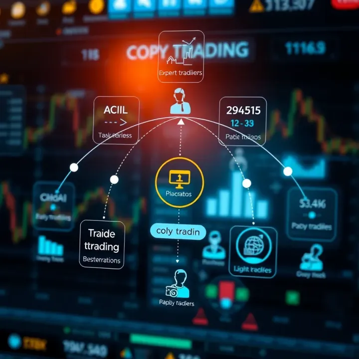 Graphical representation of copy trading networks connecting investors with expert traders