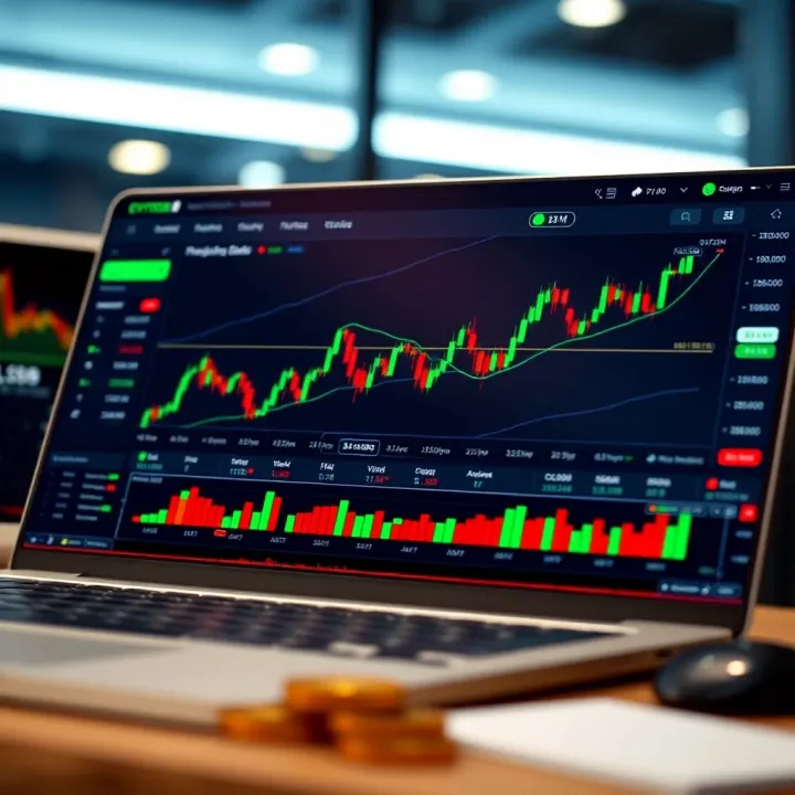 User interface showing real-time cryptocurrency price charts and trading indicators