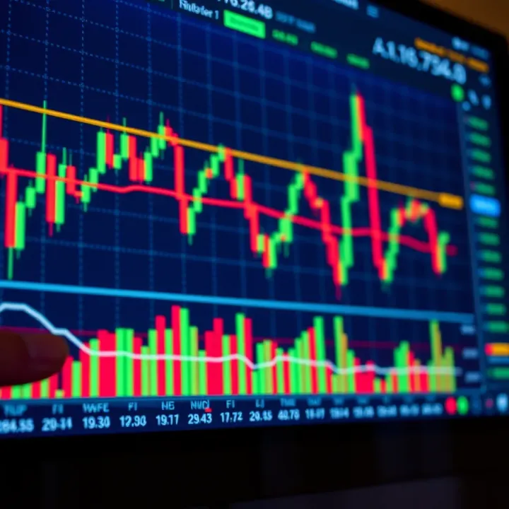 Real-Time Stock Market Data and Indicators on Trading Platform Graph displaying real-time stock market data with various indicators and charts