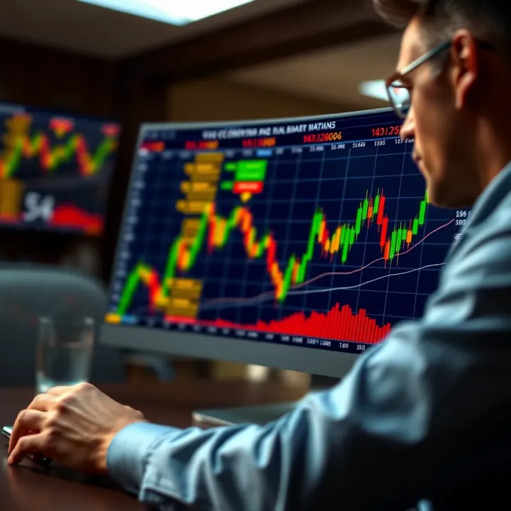 Conceptual illustration showing risk management and decision making in financial investments