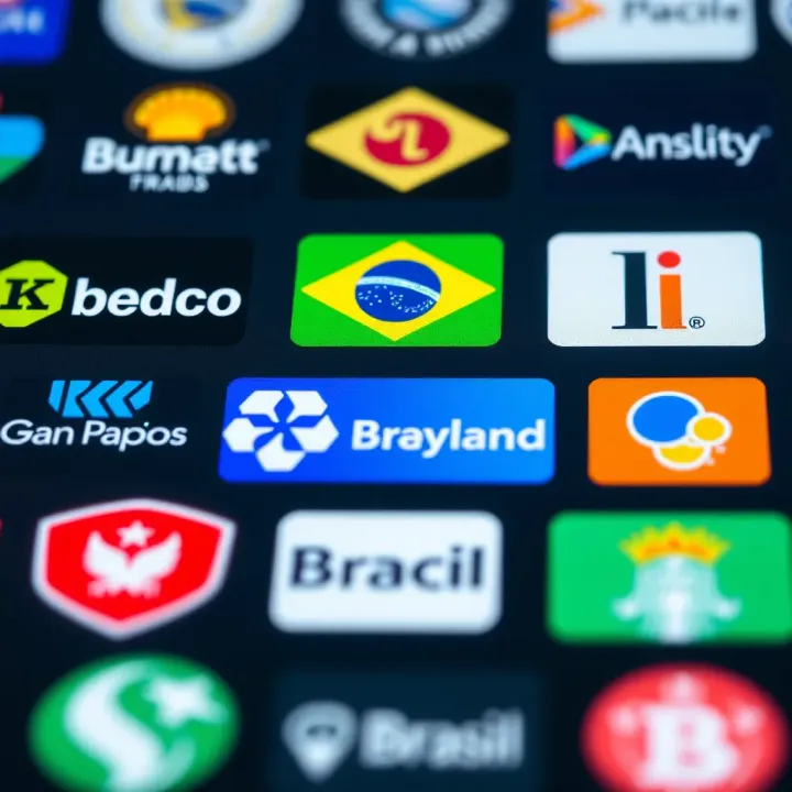 Collection of logos from popular binary options brokers operating in Brazil