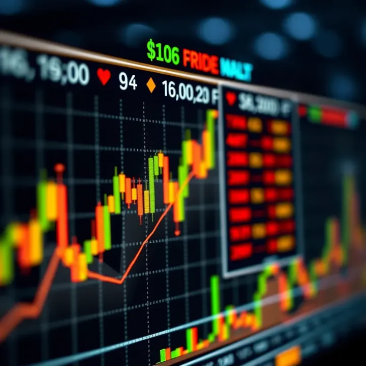 Chart displaying rapid price movements and trend indicators for binary options trading
