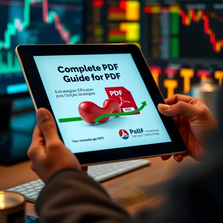 Complete PDF Guide for Binary Trading Strategies on Digital Device Digital tablet showing a comprehensive PDF guide on binary trading strategies