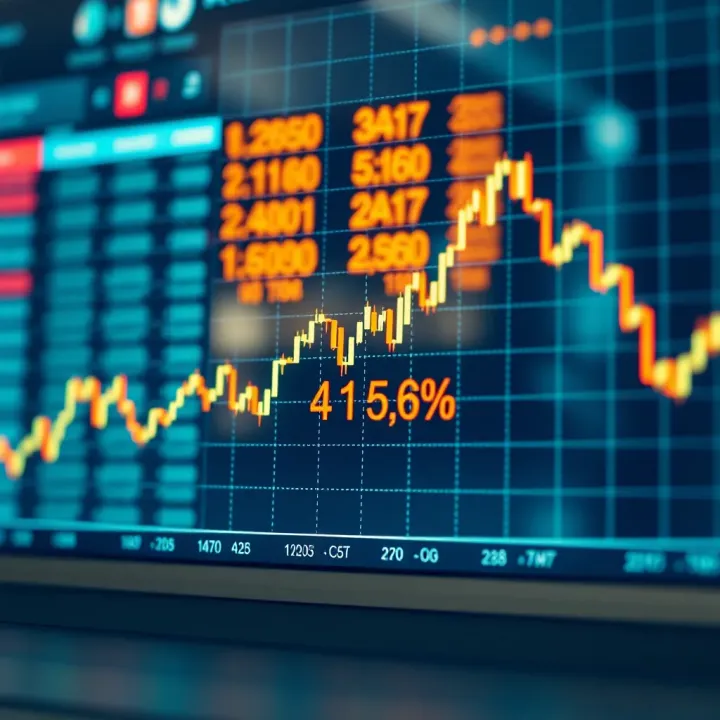 Graph showing upward and downward trends in binary options trading