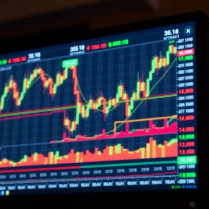 Illustration showing binary options trading interface with charts and graphs on a digital screen