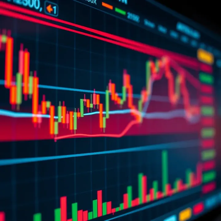 Binary options trading signals displayed on a digital financial chart with indicators