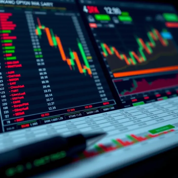 Spreadsheet displaying binary options trading data with charts and calculated risk metrics