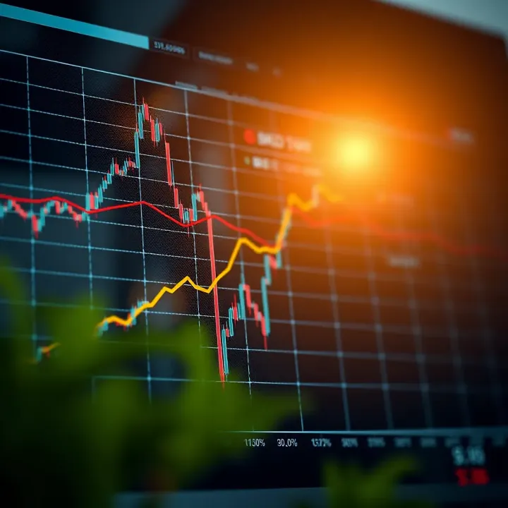 Graph showing upward trends in binary options trading with strategic points highlighted