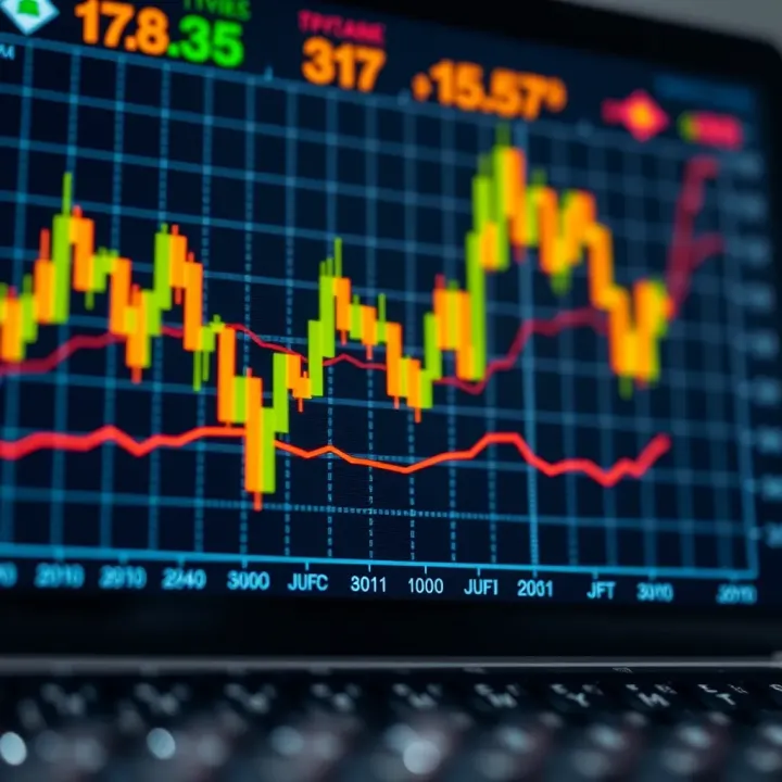 Graph showing binary options trading trends and market fluctuations