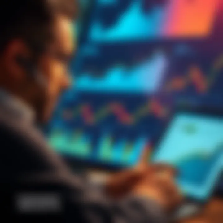 Financial analyst reviewing graphs and charts related to Brazilian economic data