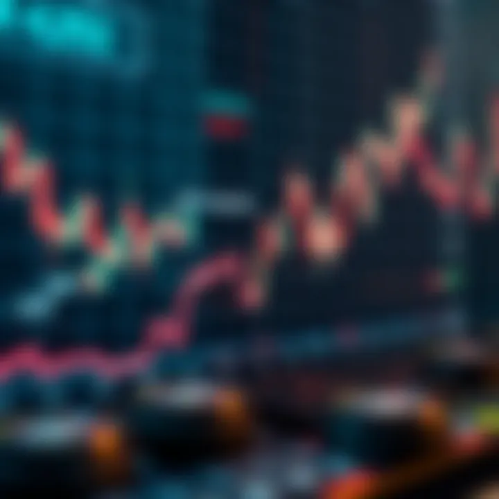 Graph showing upward trend in binary options trading with financial symbols