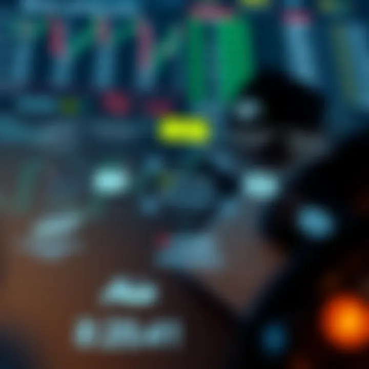 Diagram illustrating binary options trading concepts with financial charts and data