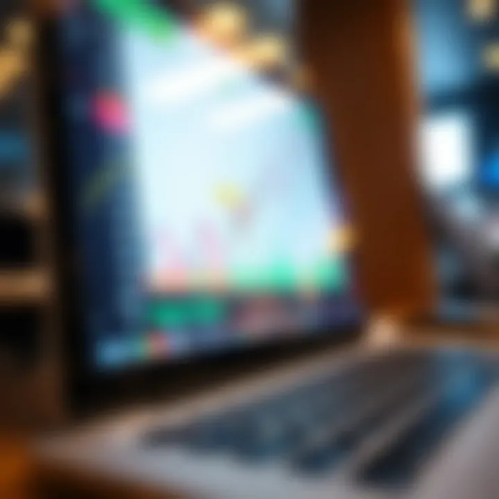 Binary options trading chart with upward trend on digital screen