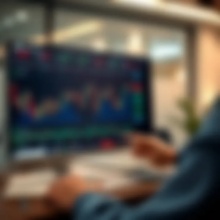 Interactive Binary Options Trading Platform Interface User interacting with a binary options trading platform interface showing charts and trading options