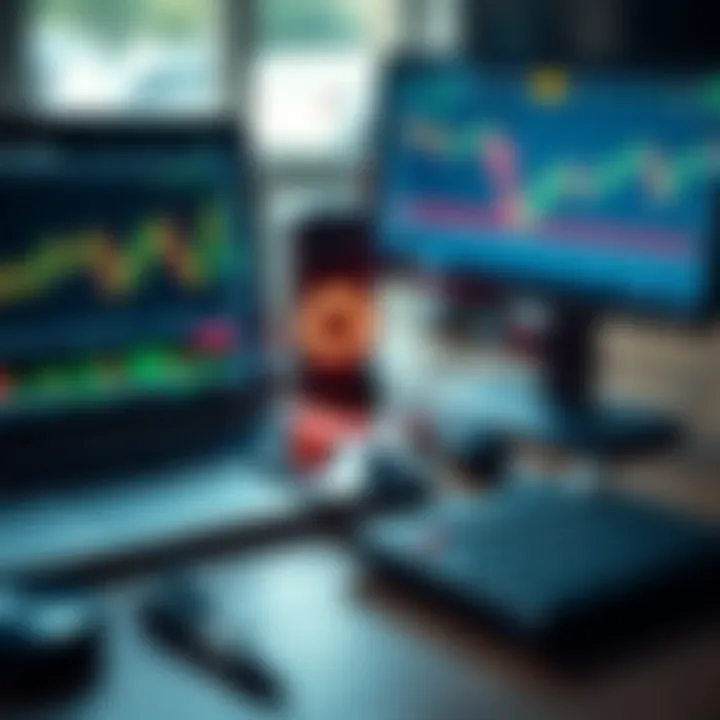 Collection of essential tools like laptop, smartphone, and trading software interface