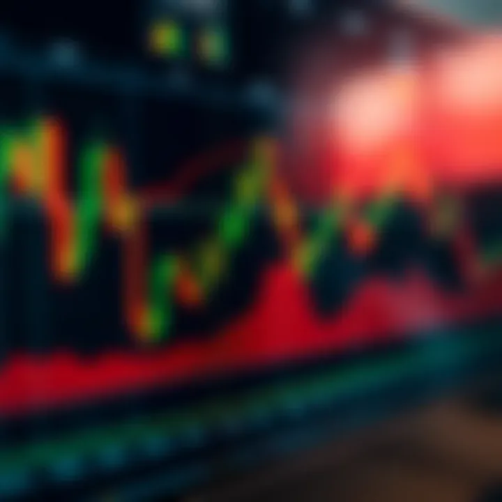 Graph showing binary options signals with upward and downward trend indicators on a digital chart