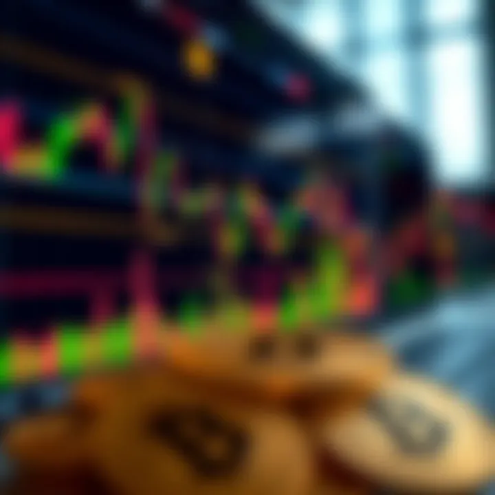 Chart showing cryptocurrency price movements with highlighted trading entries and exits