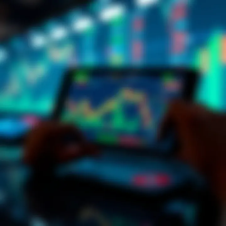 Conceptual visualization of risk-free trading using a demo account on a digital device