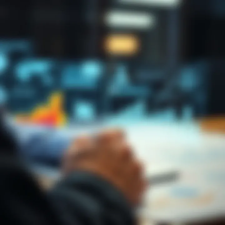 Visualization of data-driven decision making with charts and business strategy icons