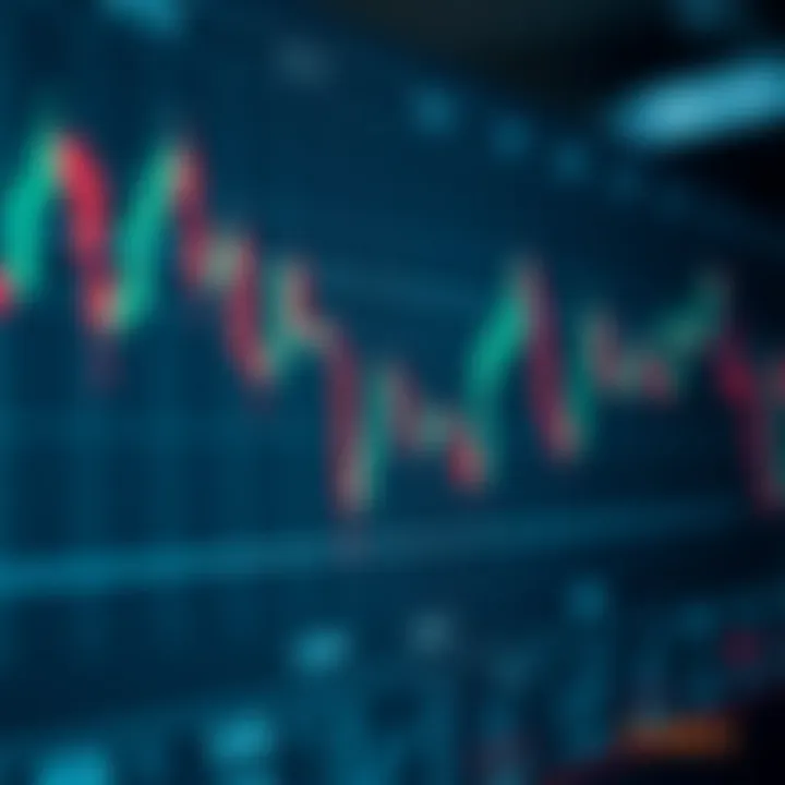 Graph showing Forex currency pairs with fluctuating values representing day trading activity