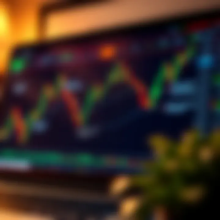 Chart showing financial market trends with annotations on key trading strategies