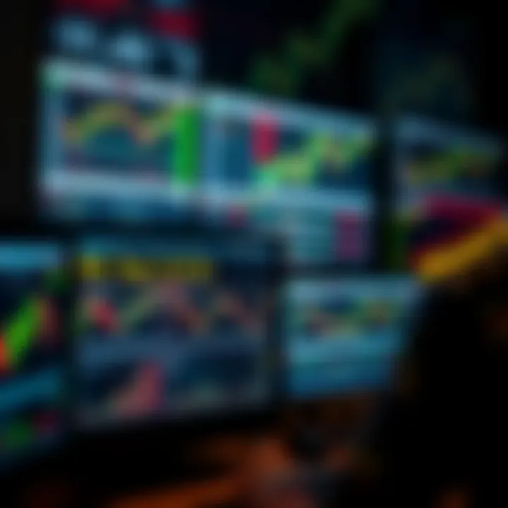 Collection of digital trading tools and charts on multiple screens