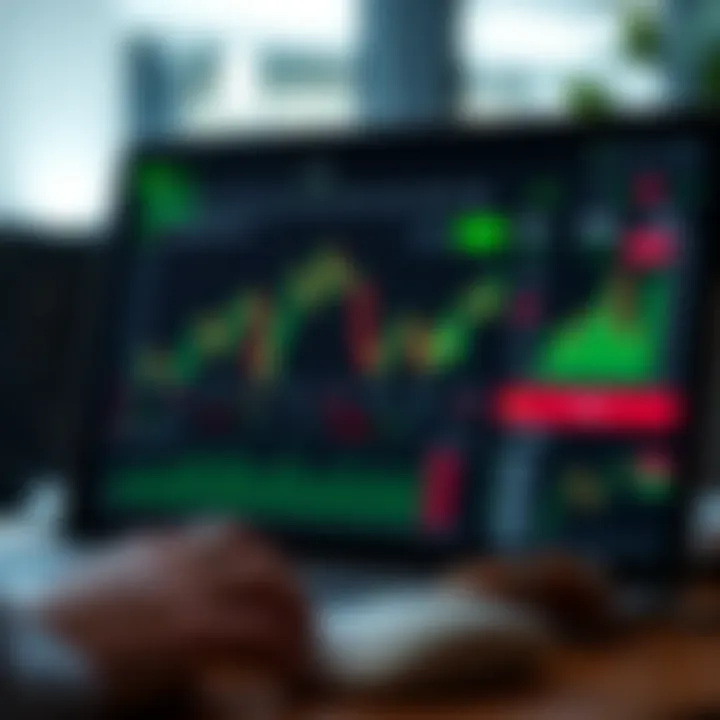 Digital interface displaying a demo trading account dashboard with charts and financial data