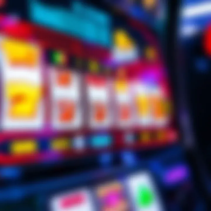 Slot Machine Interface in Demo Mode Slot machine interface displaying game symbols and virtual credits in demo mode