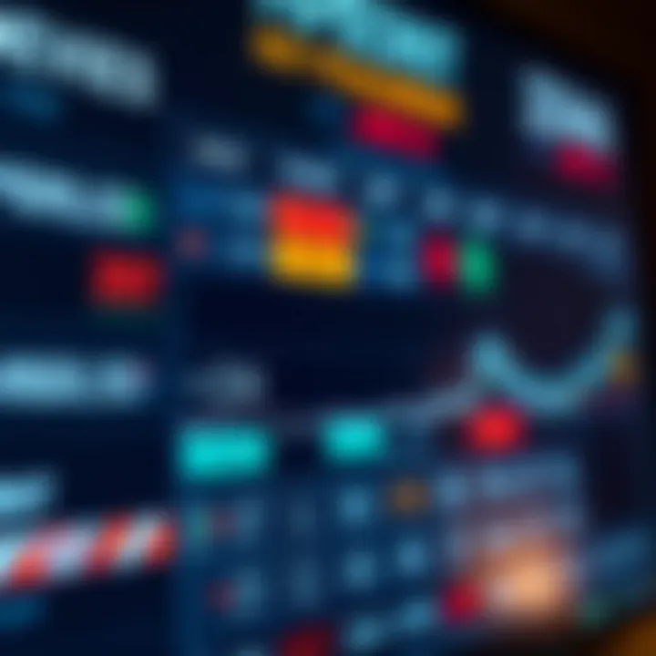 Economic calendar displaying upcoming financial events and indicators on a digital screen