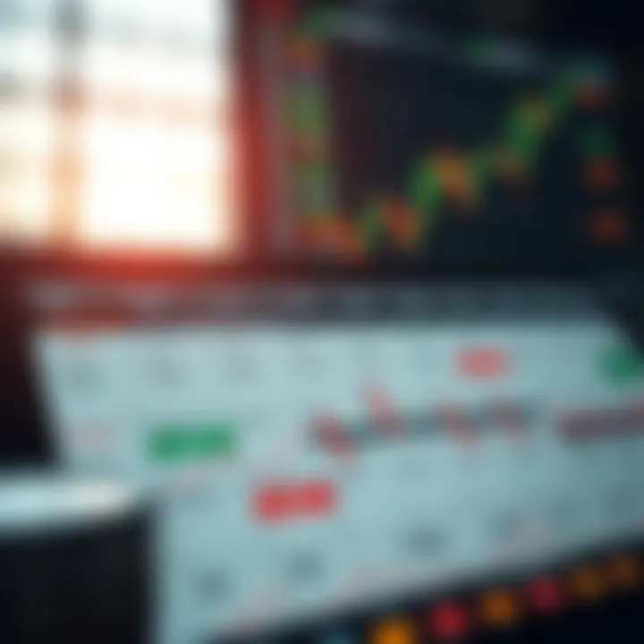 Economic calendar showing scheduled financial events and market indicators