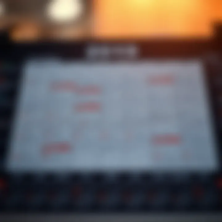 Calendar highlighting key economic events and financial market indicators