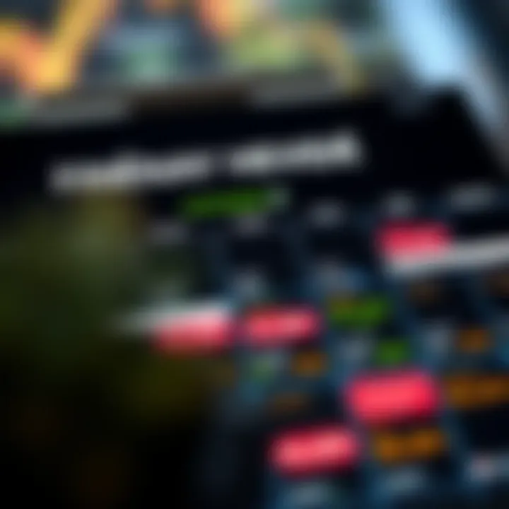 Financial calendar displaying upcoming economic events and indicators for market analysis