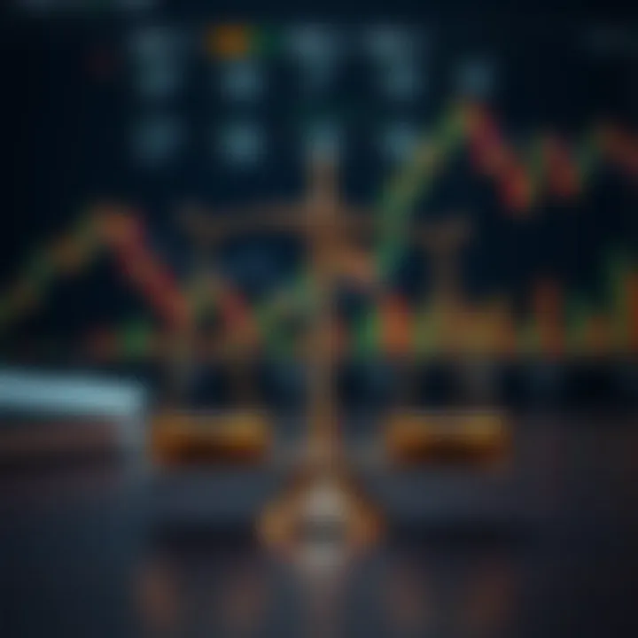 Conceptual illustration of emotional control and risk management in trading with balancing scales