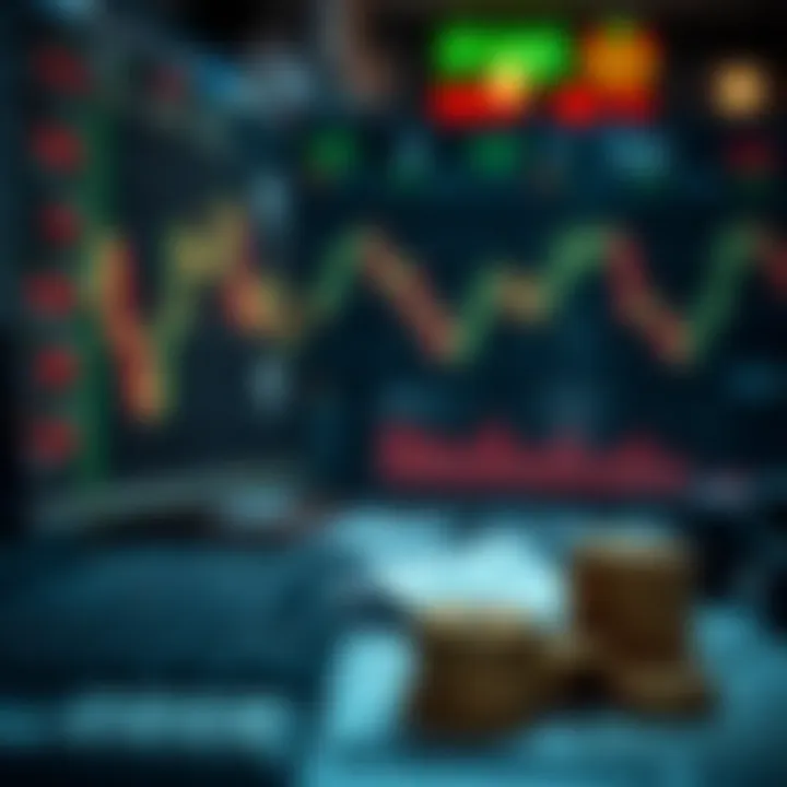 Conceptual visualization of financial strategies and risk management in binary options market