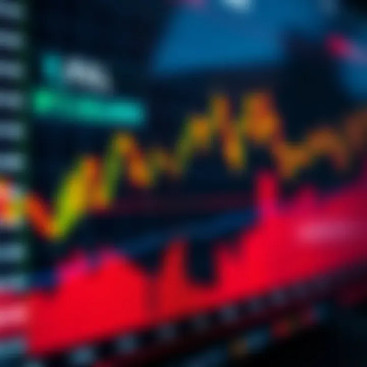 Graph showing currency exchange rate fluctuations on a digital trading platform