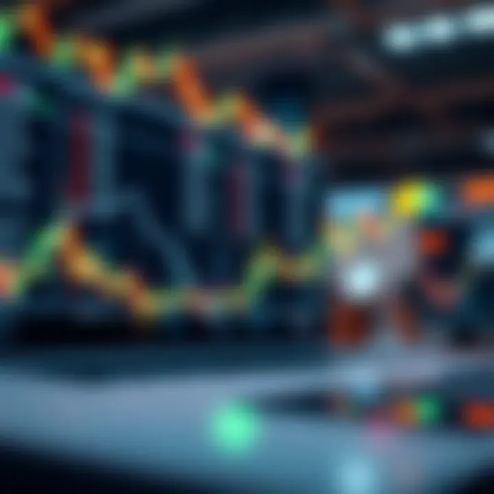 Illustration of financial growth with arrows and digital charts symbolizing investment copying benefits