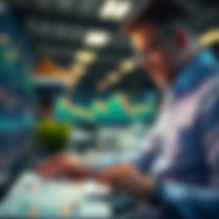 Investor analyzing economic data charts and market trends for informed decision making