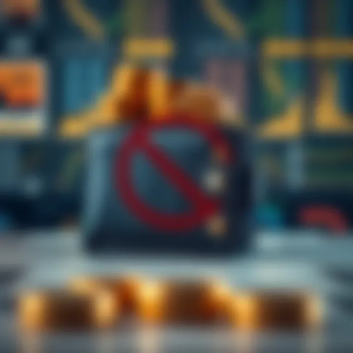 Graphic depicting a wallet with coins and a crossed-out symbol representing no withdrawal from demo accounts