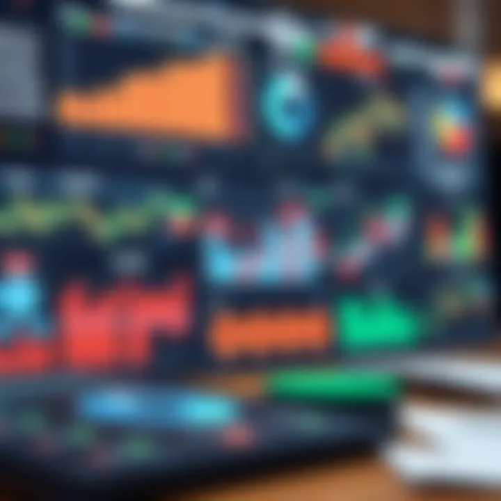 Visualization of Market Analysis Tools and Techniques Graphical representation of various market analysis tools including charts, graphs and digital interfaces