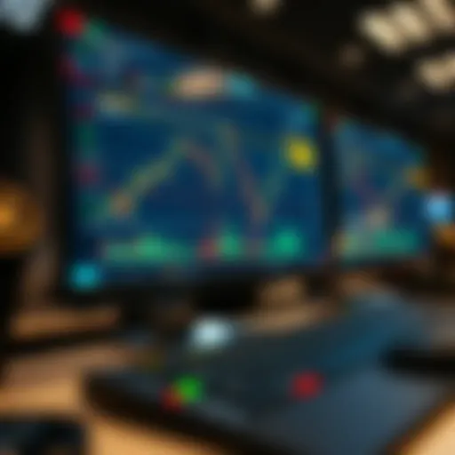 Day Trading Platform with Real-Time Market Data Interface of a day trading platform displaying real-time stock charts and market indicators