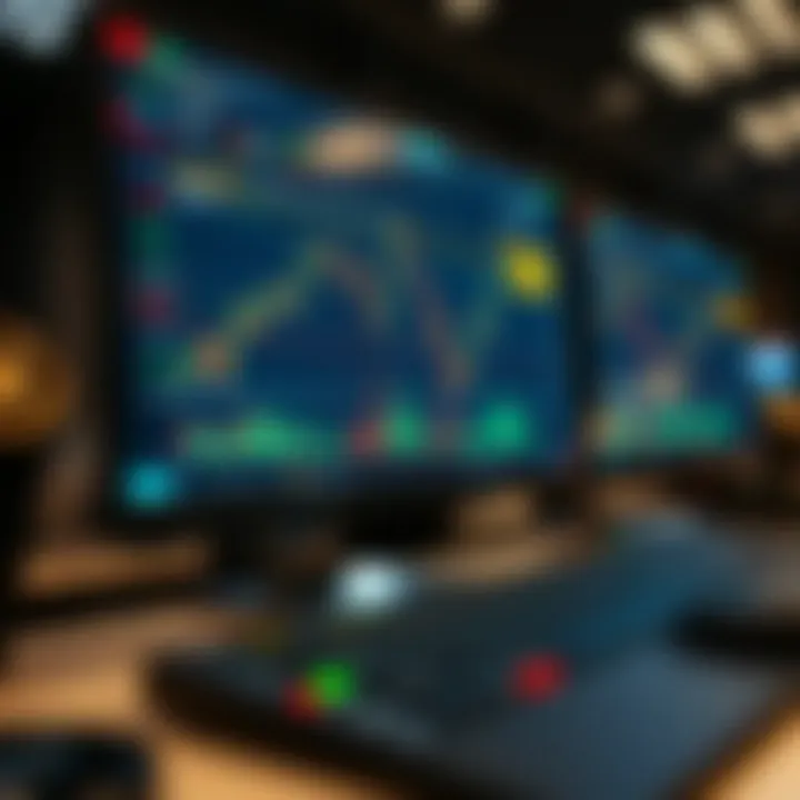 Day Trading Platform with Real-Time Market Data Interface of a day trading platform displaying real-time stock charts and market indicators