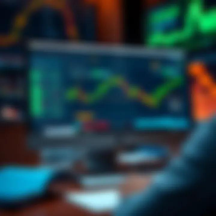 Illustration showing a computer screen displaying a demo trading account interface with virtual funds