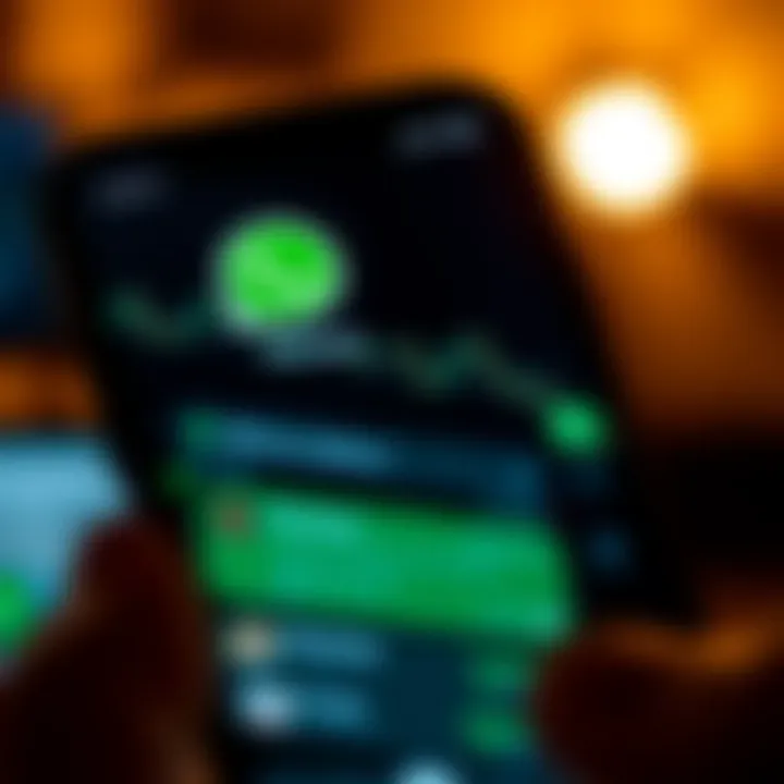 Inside a WhatsApp Group Focused on Binary Options Trading Smartphone screen showing a WhatsApp group chat discussing binary options trading strategies in a financial context