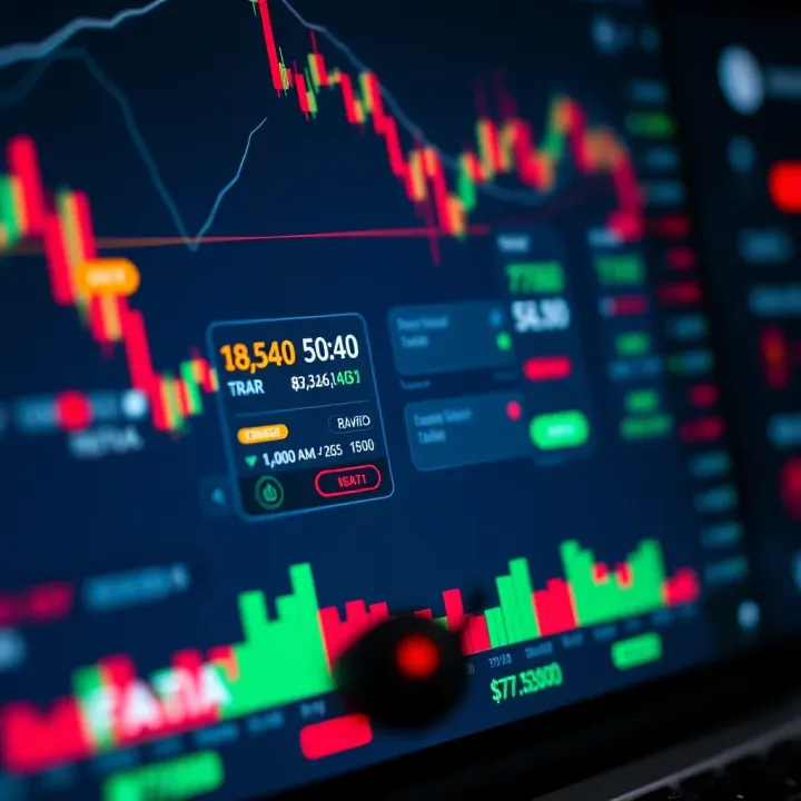 Demonstration of a trading platform interface showing virtual account balance and trading options