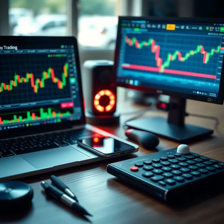 Essential Tools for Day Trading Success Collection of essential tools like laptop, smartphone, and trading software interface