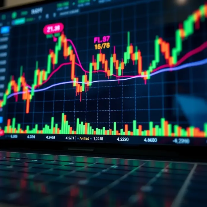 Chart showing financial market trends and candlestick patterns for day trading
