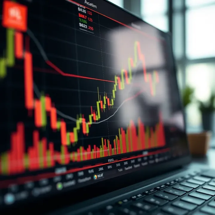 Graph showing binary options trading concepts with financial charts and indicators