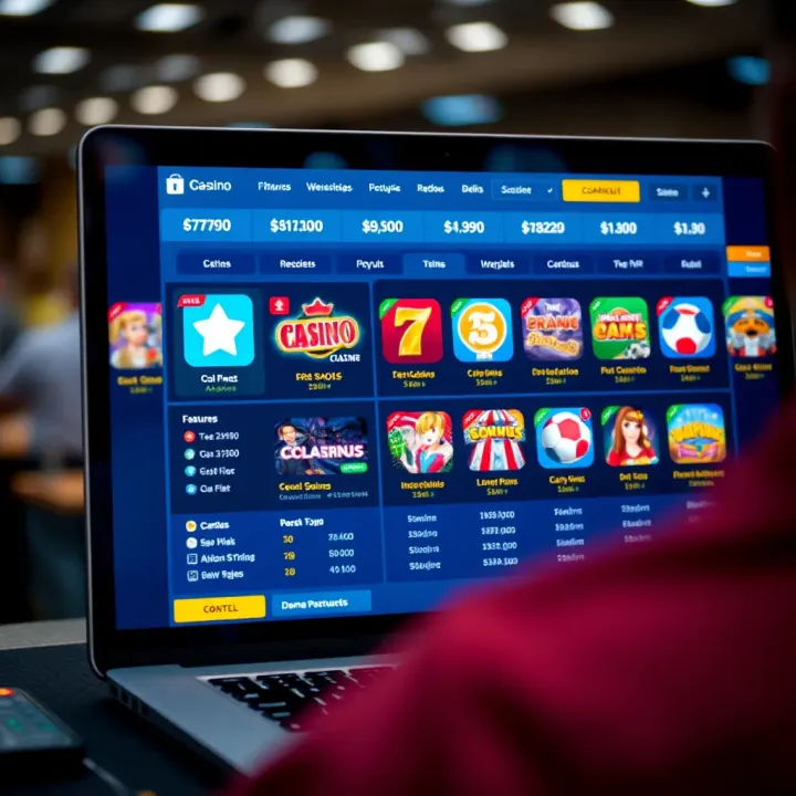 Online casino interface displaying demo account features with colorful game icons and betting options