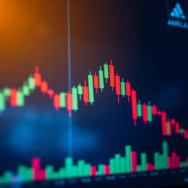 Graph showing candlestick patterns representing price action in financial trading